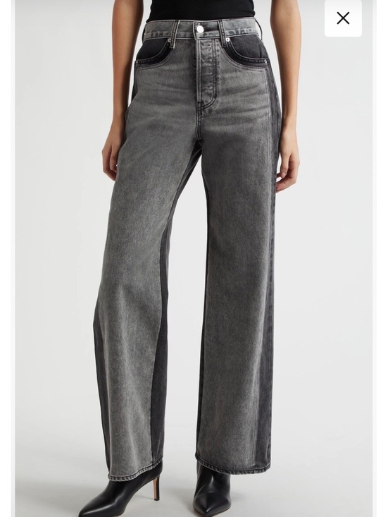 Veronica Beard Denim - Veronica Beard Taylor Two-Tone Wide Leg High Rise Black/Gray Jeans